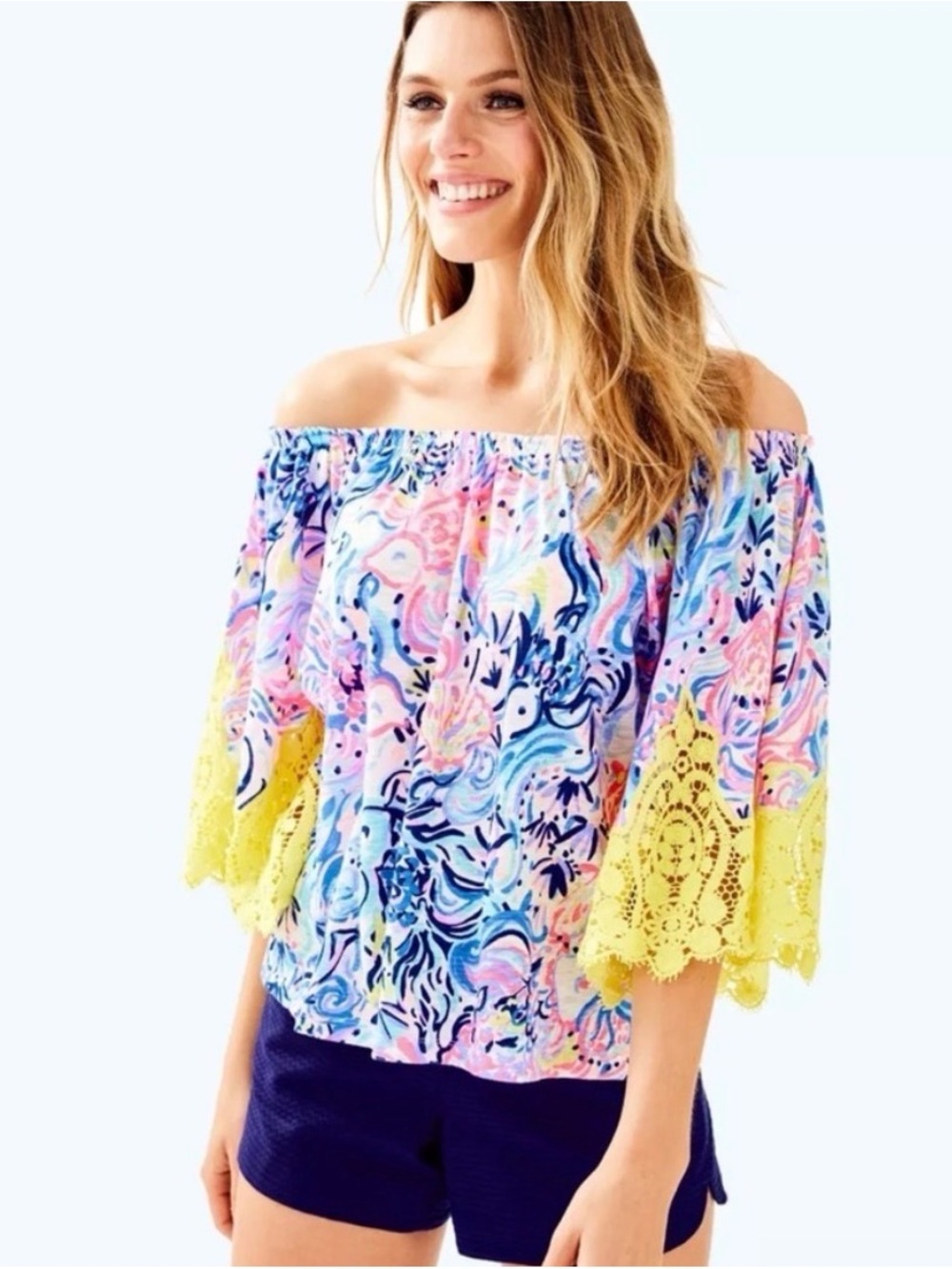 Lilly Pulitzer Zaylee Colorful Off-the-Shoulder Top, NWT